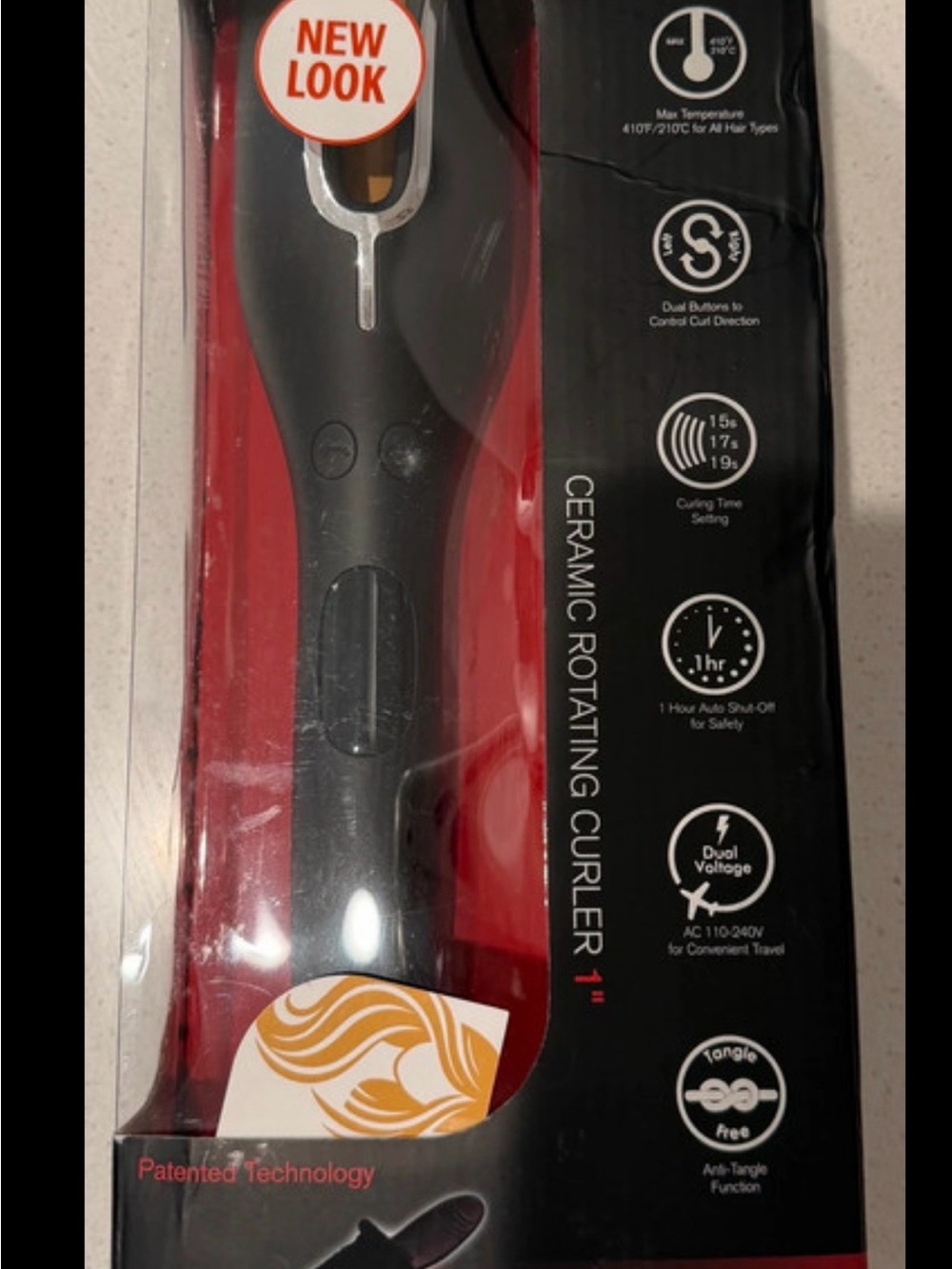 Ceramic Rotating Curler 1" - Black